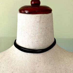 Black Faux Leather Three Strand Choker
